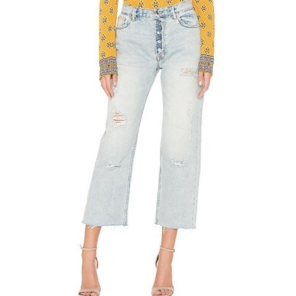 Free People We The Free Rolling On‎ The River Jeans Light Wash Straight Leg 26